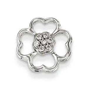 0.1 Carat 14K White Gold Diamond Flower Pendant Slide