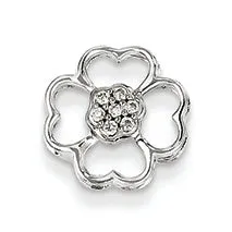 0.1 Carat 14K White Gold Diamond Flower Pendant Slide