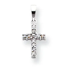 0.1 Carat 14K White Gold Diamond Latin Cross Pendant