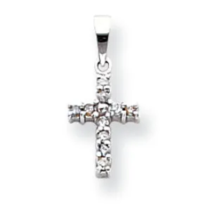 0.1 Carat 14K White Gold Diamond Latin Cross Pendant