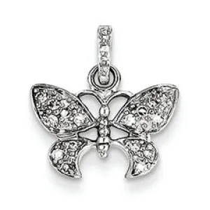 0.1 Carat 14K White Gold Diamond Vintage Butterfly Pendant