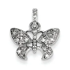 0.1 Carat 14K White Gold Diamond Vintage Butterfly Pendant