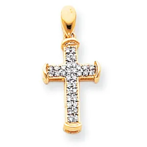0.2 Carat 14K Gold & Rhodium Diamond Cross Pendant