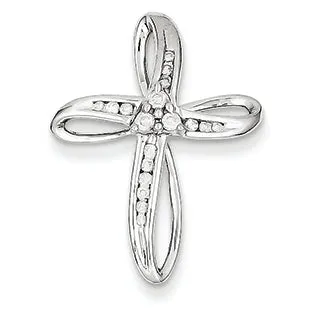 0.2 Carat 14K White Gold 0.15ct Diamond Cross Pendant Slide