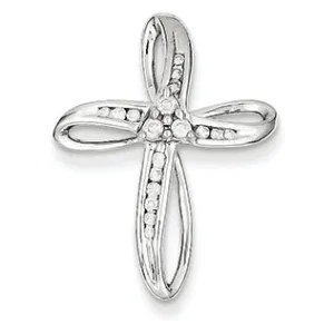 0.2 Carat 14K White Gold 0.15ct Diamond Cross Pendant Slide