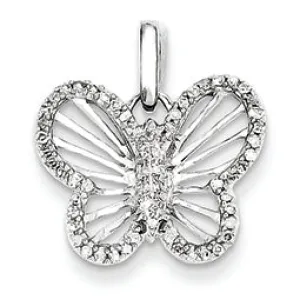 0.2 Carat 14K White Gold 0.19ct Diamond Butterfly Pendant