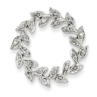 0.2 Carat 14K White Gold & Diamond Circle Leaf Pendant Slide
