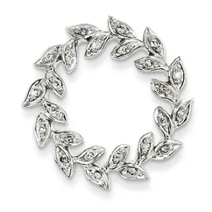 0.2 Carat 14K White Gold & Diamond Circle Leaf Pendant Slide