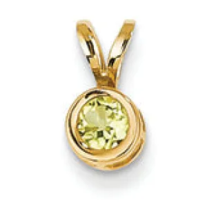 0.3 Carat 14K Gold 4mm Peridot bezel pendant