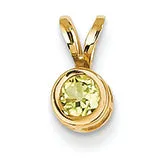 0.3 Carat 14K Gold 4mm Peridot bezel pendant