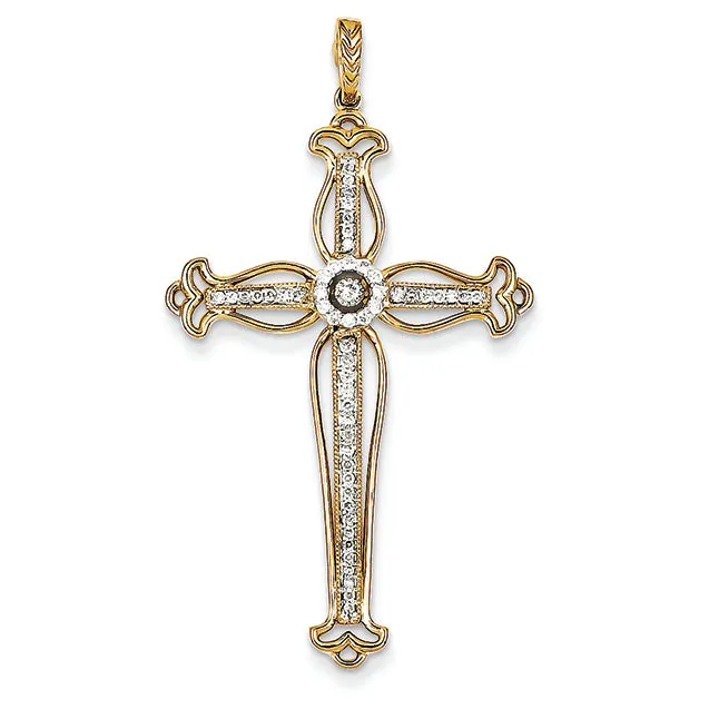 0.3 Carat 14K Gold Yellow Gold Diamond Cross Pendant