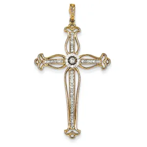 0.3 Carat 14K Gold Yellow Gold Diamond Cross Pendant