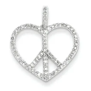 0.3 Carat 14K White Gold Diamond Peace Sign Heart Pendant