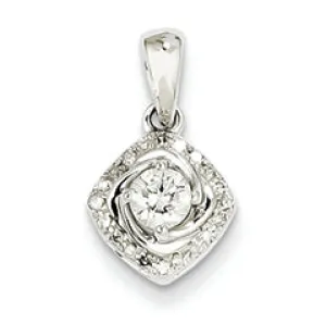 0.3 Carat 14K White Gold Diamond Square Pendant