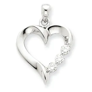 0.3 Carat 14K White Gold Three Stone Diamond Heart Pendant