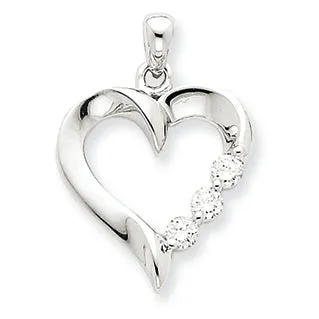 0.3 Carat 14K White Gold Three Stone Diamond Heart Pendant