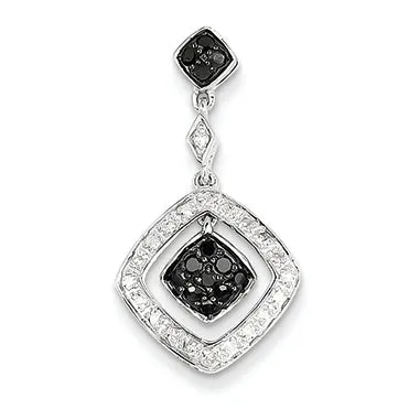 0.3 Carat 14K White Gold White & Black Diamond Dangle Pendant