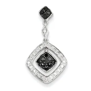 0.3 Carat 14K White Gold White & Black Diamond Dangle Pendant