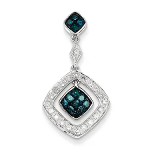 0.3 Carat 14K White Gold White & Blue Diamond Dangle Pendant