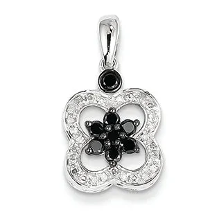 0.4 Carat 14K White Gold Black & White Diamond Flower Pendant