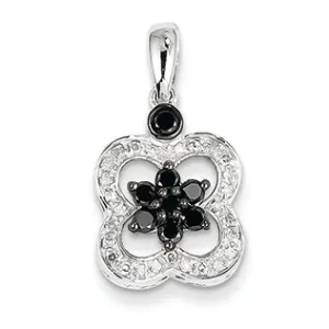 0.4 Carat 14K White Gold Black & White Diamond Flower Pendant