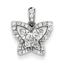 0.4 Carat 14K White Gold Diamond Butterfly Pendant