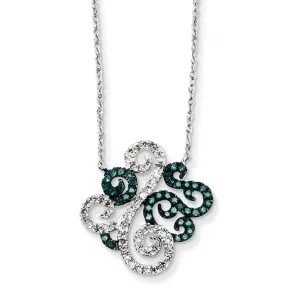 0.4 Carat 14K White Gold w- Blue and White Diamond Fancy Pendant
