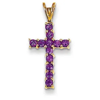 0.5 Carat 14K Gold Amethyst Cross Pendant