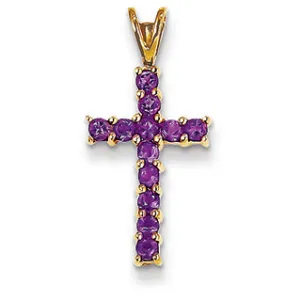 0.5 Carat 14K Gold Amethyst Cross Pendant