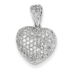 0.5 Carat 14K White Gold Diamond Puff Heart Pendant