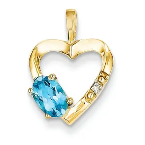 0.6 Carat 14K Gold 6x4mm Oval Blue Topaz Diamond pendant
