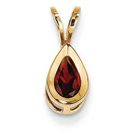 0.6 Carat 14K Gold 6x4mm Pear Garnet bezel pendant