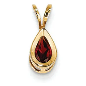 0.6 Carat 14K Gold 6x4mm Pear Garnet bezel pendant