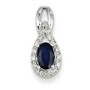 0.8 Carat 14K White Gold Diamond & Sapphire Pendant