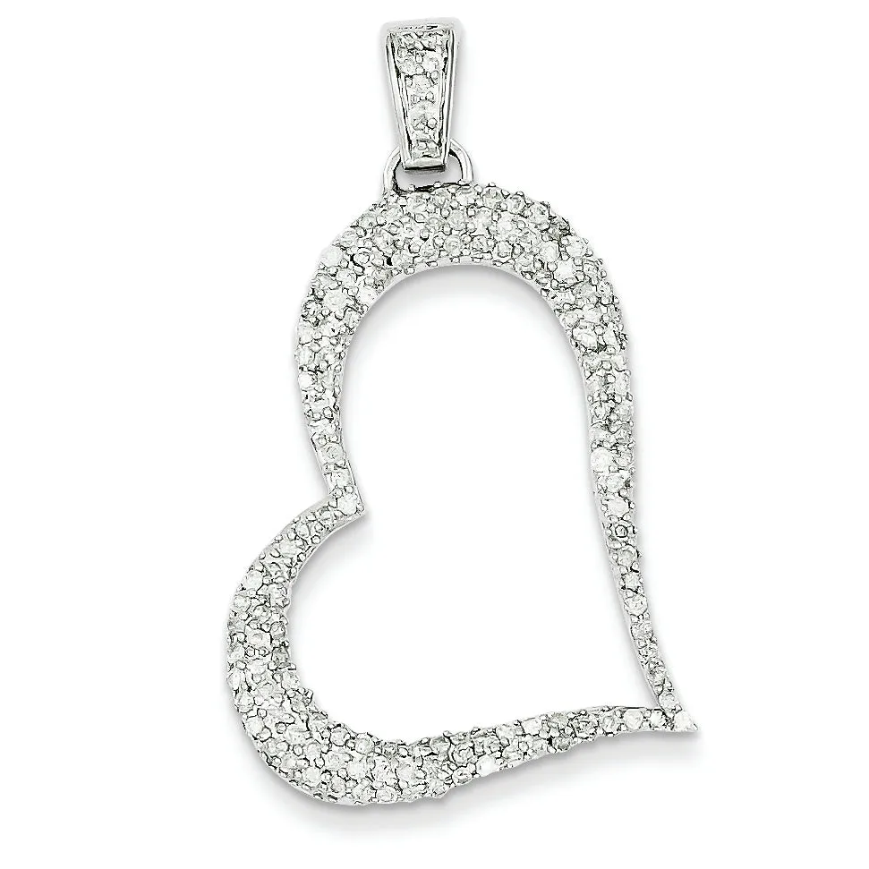 0.8 Carat 14K White Gold Diamond Heart Pendant