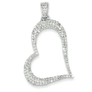 0.8 Carat 14K White Gold Diamond Heart Pendant