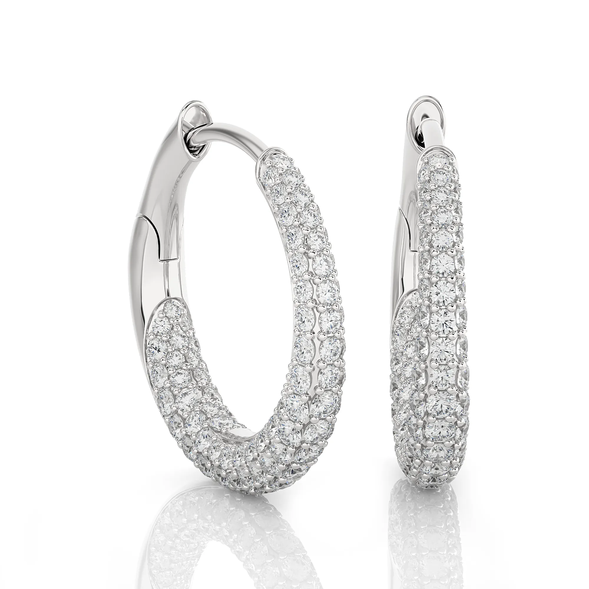 1 3/8 ctw Round Lab Grown Diamond Hoop Earrings