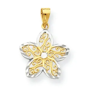 10K Gold & Rhodium Filigree Flower Charm