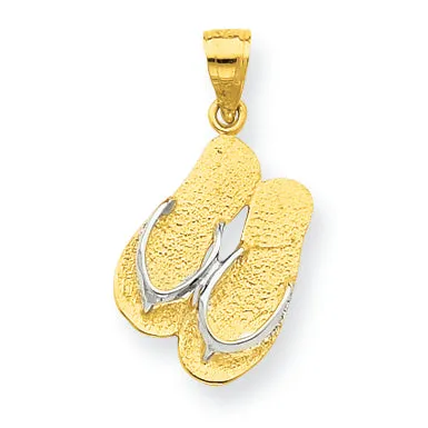 10K Gold & Rhodium Flip Flops Charm