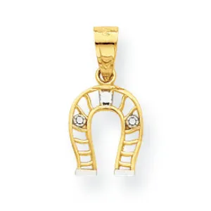 10K Gold & Rhodium Small Horse Shoe Charm