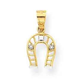 10K Gold & Rhodium Small Horse Shoe Charm