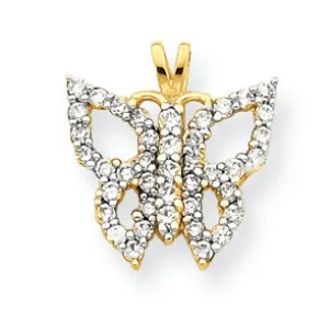 10K Gold CZ Butterfly Pendant