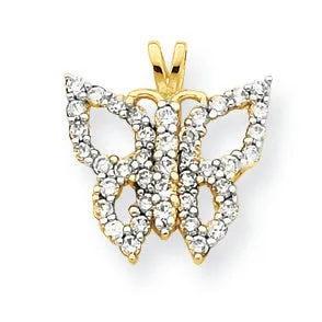 10K Gold CZ Butterfly Pendant