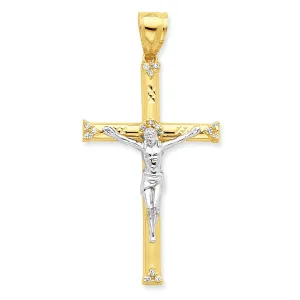 10K Gold CZ Crucifix Pendant