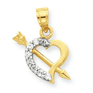 10K Gold CZ Heart and Arrow Charm