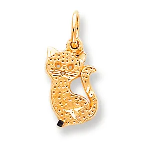 10K Gold Diamond-cut Kitten Charm