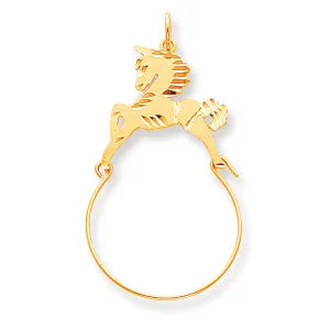 10K Gold Etched Unicorn Charm Holder