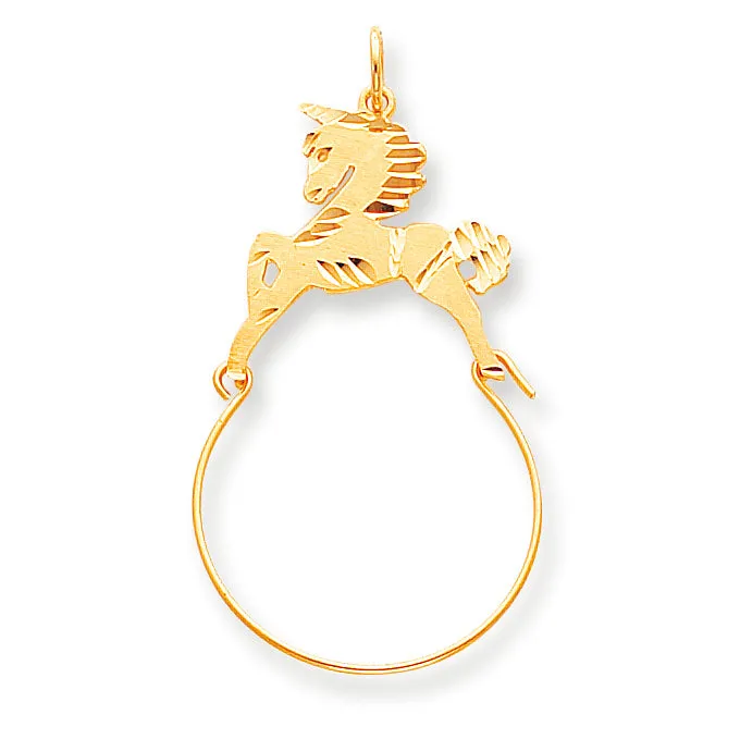 10K Gold Etched Unicorn Charm Holder