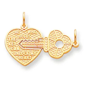 10K Gold HEART & KEY CHARM