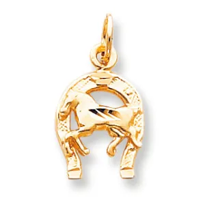 10K Gold HORSE IN HORSESHOE CHARM